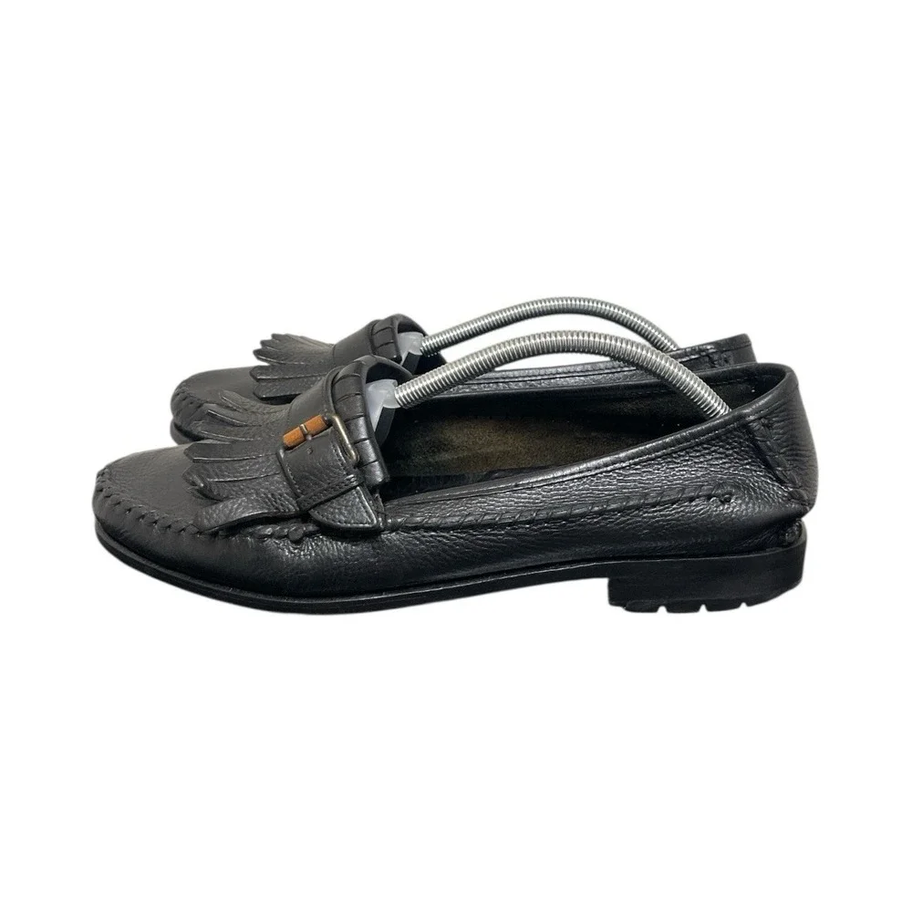 Vtg Bragano Cole Haan Loafer Men's 11 Black Leather Tassel Slip On Shoes Italy